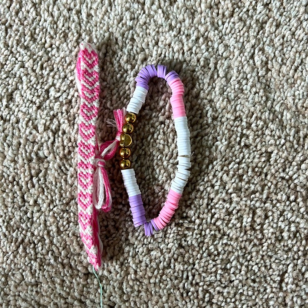 adjustable heart string bracelet and heart beaded bracelet